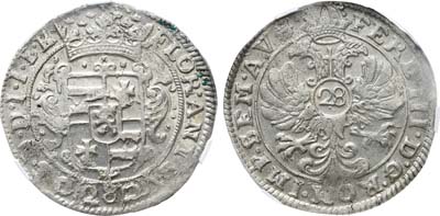 Лот №221,  Германия. Сеньория Йевер. Сеньор Антон Гюнтер. 28 штюберов 1637-1649 гг. В слабе CPRC AU 55.