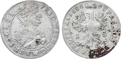 Лот №231,  Германия. Княжество Бранденбург-Пруссия. Курфюрст Фридрих Вильгельм I. 18 грошей 1685 года.