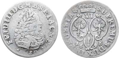 Лот №238,  Германия. Герцогство Бранденбург-Пруссия. Курфюрст Фридрих III. 6 грошей (шестак) 1698 года (SD).