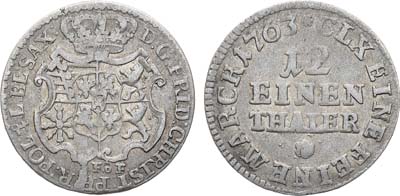 Лот №249,  Германия. Курфюршество Саксония. Курфюрст Фридрих Кристиан. 1/12 талера 1763 года. (IFoF).