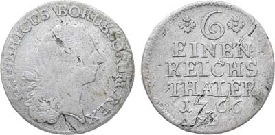 Лот №251,  Германия. Королевство Пруссия. Король Фридрих II. 1/6 рейхсталера 1766 года (В).