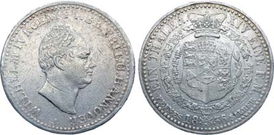 Лот №258,  Германия. Курфюршество Брауншвейг-Каленберг-Ганновер. Курфюрст Вильгельм IV Британский. 1 талер 1836 года.