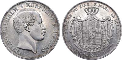 Лот №261,  Германия. Курфюршество Гессен-Кассель. Курфюрст Фридрих Вильгельм I. 2 талера 1855 года.