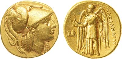 Лот №26,  Македония. Царь Александр III Великий. Прижизненная чеканка. Статер 328-323 до н.э.