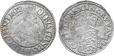 Лот №313,  Дания. Королевство. Король Кристиан IV. 1 марка 1612 года.