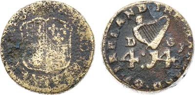 Лот №335,  Королевство Ирландия. Экзагий XVIII века. В весе 2 эскудо. 4:J4.