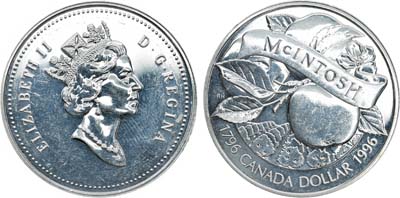 Лот №351,  Канада. 1 доллар 1996 года. 200-летие сорта яблок 