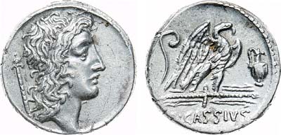 Лот №35,  Римская республика. Гай Кассий Лонгин. Денарий 75 года до н.э.