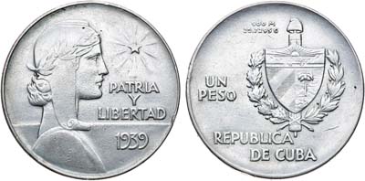 Лот №361,  Куба. Республика. 1 песо 1939 года..