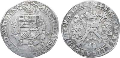 Лот №374,  Испанские Нидерланды. Брабант. Король Альберт и Елизавета Испанские. 1/4 патагона 1612-1620 гг.
