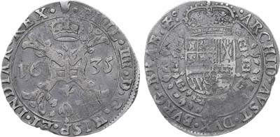 Лот №375,  Испанские Нидерланды. Графство Бургундия. Король Филипп IV Испанский. 1/2 патагона 1635 года.