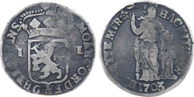 Лот №382,  Нидерланды (Республика Соединённых Провинций Нидерландов). Провинция Голландия. 1 гульден 1703 года.