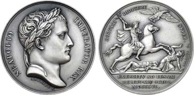 Лот №491,  Первая Французская империя. Император Наполеон Бонапарт. Медаль 1806 года. В память о битве при Йене.