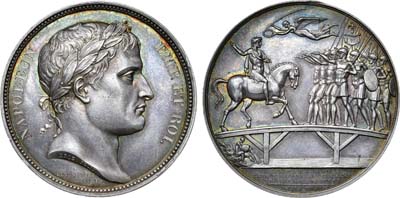 Лот №493,  Первая Французская империя. Медаль 1806 года. Наполеон обращается к армии на Пон-дю-Леш.