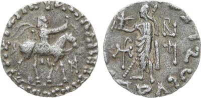 Лот №4,  Индо-Скифия. Индо-Бактрия. Царь Азес II. Тетрадрахма 58-12 гг.до н.э.