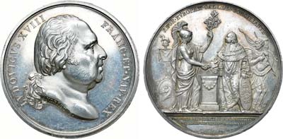 Лот №503,  Франция. Королевство. Король Людовик XVIII. Медаль 1818 года. Восстановление статуи Генриха IV.
