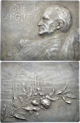 Лот №512,  Франция. Плакета 1904 года. В честь Рихарда Вагнера.
