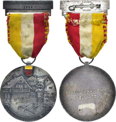 Лот №523,  Швейцария. Конфедерация. Медаль 1958 года. Спортивный стрелковый клуб.