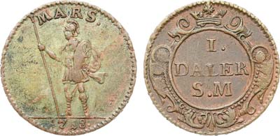 Лот №527,  Швеция. Королевство. Король Карл XII. Далер 1718 года. Марс.