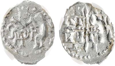 Лот №563,  Новгородская республика. Денга 1420-1478 гг. В слабе ННР MS 60.