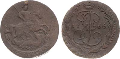 Лот №777, 2 копейки 1766 года. ЕМ.