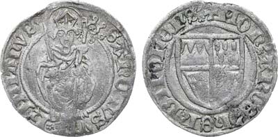 Лот №92,  Германия. Епископство Вюрцбург. Епископ Готфрид IV Шенк фон Лимпург. 1 шиллинг 1443-1455 гг.