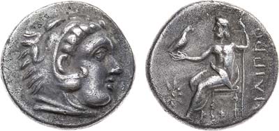 Лот №13,  Древняя Греция. Македонское царство. Царь Александр III Великий. Драхма 322-317 гг. до н.э. Ранний посмертный выпуск.