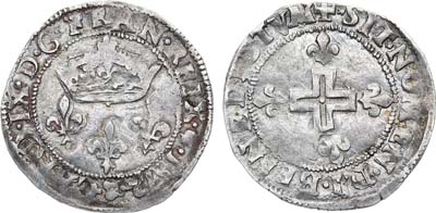 Лот №148,  Франция. Королевство. Король Карл IX. Двойной соль 1572 года.