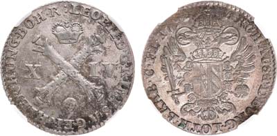 Лот №169,  Австрийские Нидерланды (Бельгия). Император Леопольд II. 14 лиардов 1792 года. В слабе ННР AU 58.
