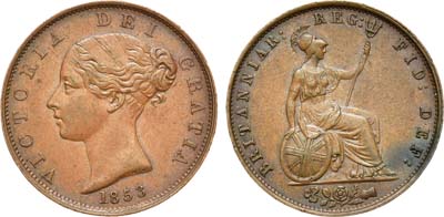 Лот №179,  Великобритания. Королева Виктория. 1/2 пенни 1853 года.