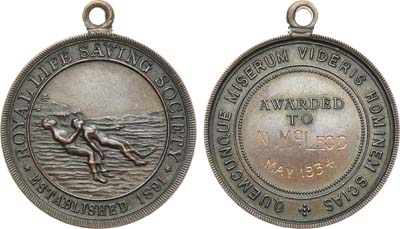 Лот №183,  Великобритания. Медаль 1934 года. Королевское общество спасения на водах.