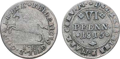Лот №210,  Германия. Княжество Брауншвейг-Вольфенбюттель. Князь Фридрих Вильгельм. 6 пфеннигов 1815 года. (F.R.).