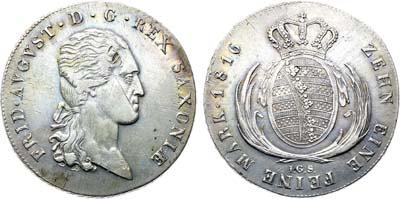 Лот №211,  Германия. Королевство Саксония. Король Фридрих Август I. Талер 1816 года. IGS.