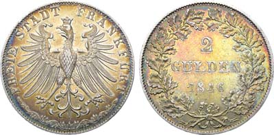 Лот №218,  Германия. Вольный город Франкфурт. 2 гульдена 1846 года.