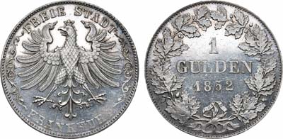 Лот №220,  Германия. Вольный город Франкфурт. 1 гульден 1852 года.
