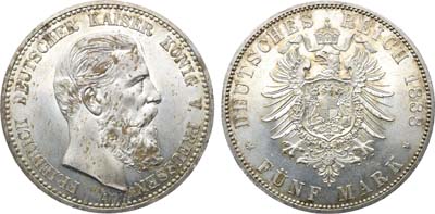 Лот №232,  Германия. Империя. Королевство Пруссия. Король Фридрих III. 5 марок 1888 года.