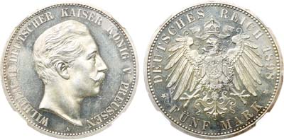 Лот №236,  Германия. Империя. Королевство Пруссия. Король Вильгельм II. 5 марок 1898 года. В слабе ННР PF Det.