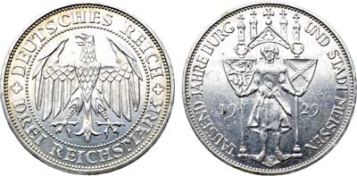Лот №275,  Германия. Веймарская республика. 3 рейхсмарки 1929 года.