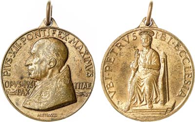Лот №311,  Италия. Жетон 1938-1958 годов. Папа Римский Пий XII.