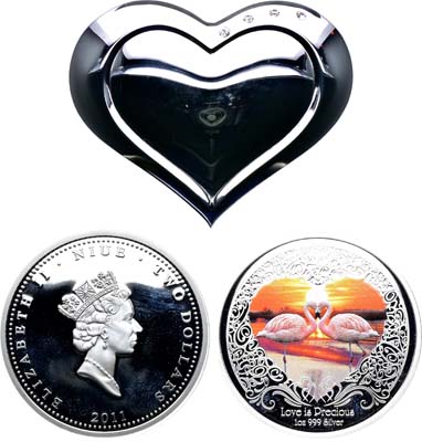 Лот №330,  Ниуэ. Королева Елизавета II. 2 доллара 2011 года. Любовь Бесценна (love is precious).