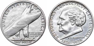 Лот №363,  США. 1/2 доллара (50 центов) 1936 года. 100 лет городу Бриджпорт.