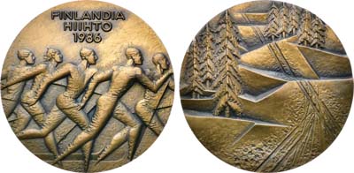 Лот №373,  Финляндия. Медаль 1986 года. Лыжные гонки HIHTO 1986.