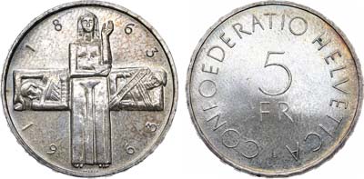 Лот №401,  Швейцария. Конфедерация. 5 франков 1963 года. 100 лет Красному Кресту.
