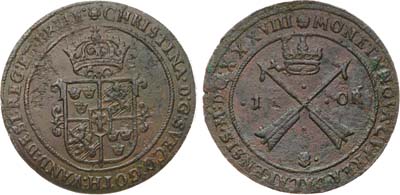 Лот №405,  Швеция. Королевство. Королева Кристина I. 1 эре 1638 года.