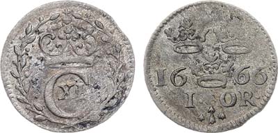 Лот №406,  Швеция. Королевство. Король Карл XI. Эре 1666 года.