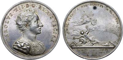 Лот №408,  Швеция. Королевство. Король Карл XII. Медаль 1701 года. В память победы под Ригой.