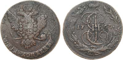 Лот №617, 5 копеек 1763 года. ММ. Прямой перечекан.