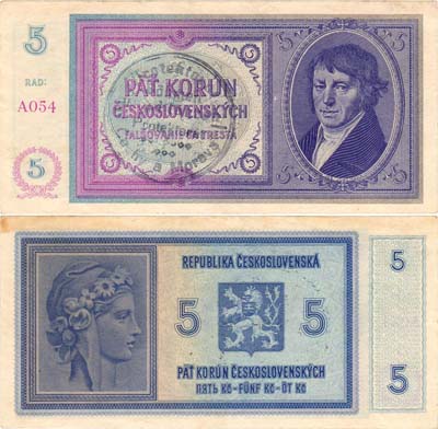Лот №171,  Богемия и Моравия. Протекторат. 5 крон 1940 года. Штамп.