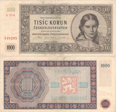 Лот №233,  Чехословакия. 1000 крон 1945 года.