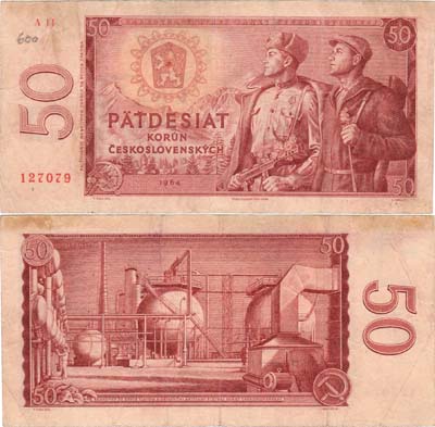 Лот №237,  Чехословакия. 50 крон 1964 года.